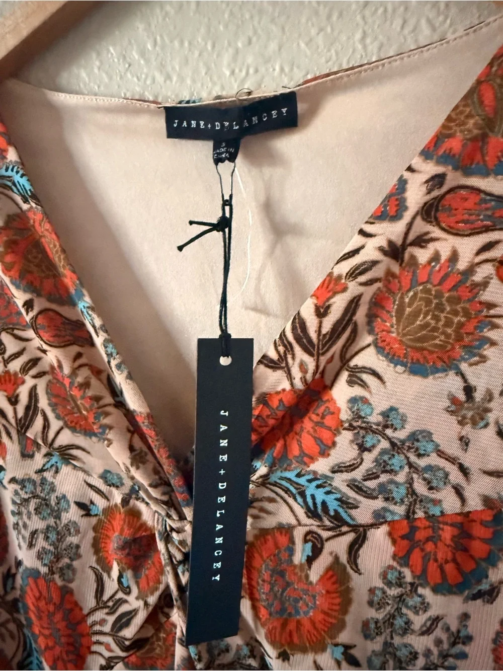 Jane and Delancey Rust Floral Wrap-Front Long Sleeve Top